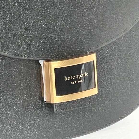 Kate Spade Katy Crossbody Black Leather Saddle Bag Medium Shoulder Bag - Picture 11 of 13